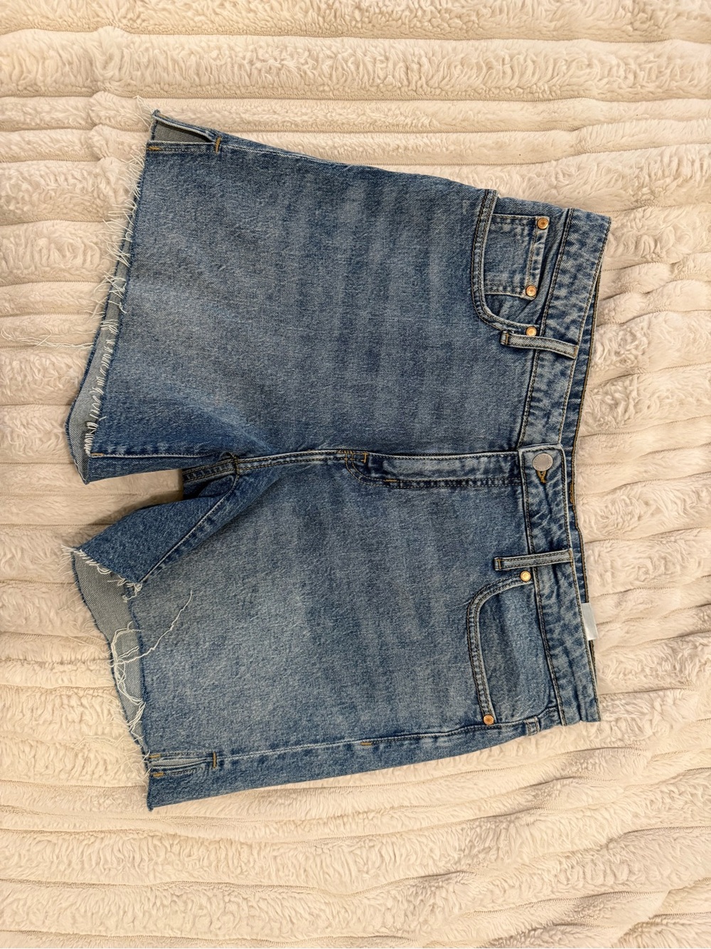 High-Rise Blue Denim Cutoff Shorts - Women's